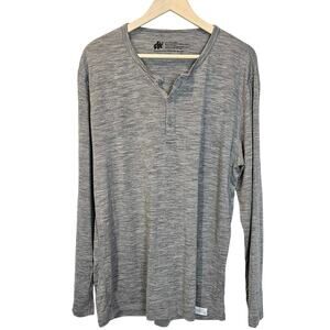 Woolly Men's Henley Gray 100% Merino Wool Long Sleeve‎ Size Large